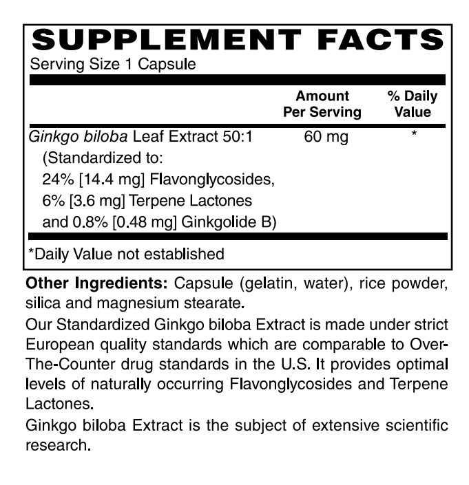 Ginkgo Biloba Extract 60mg