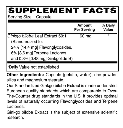 Ginkgo Biloba Extract 60mg