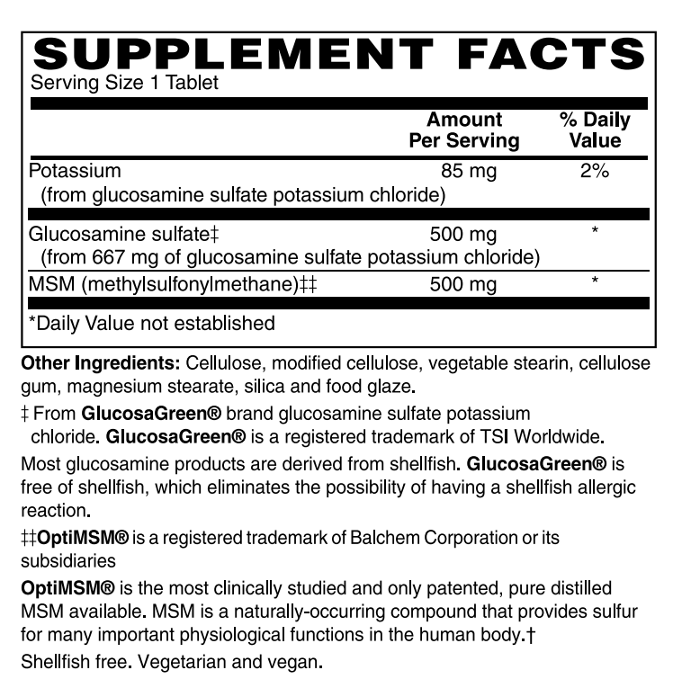 Glucosamine Sulfate & MSM (Shellfish Free)