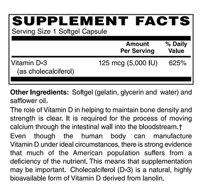 Vitamin D-3 125mcg (5,000IU)