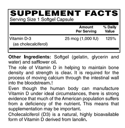 Vitamin D-3 25mcg (1,000 IU)