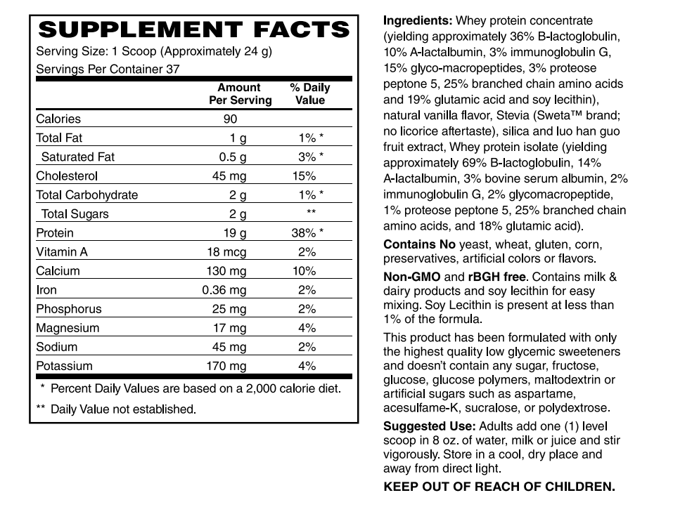 Whey Protein Powder - Vanilla